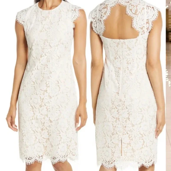 Vince Camuto Cap Sleeve Lace Sheath Dress in Ivory at Nordstrom, Size 6 Vince Camuto Cap Sleeve Lace Sheath Dress in Ivory at Nordstrom, Size 6